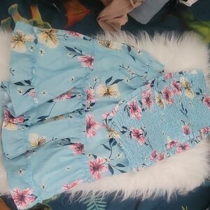 SHEIN Blue Floral Kids Matching Set